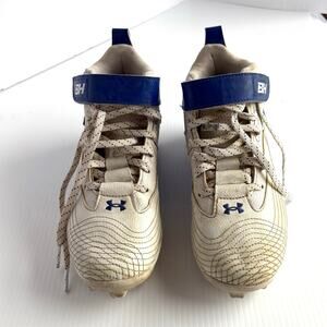 Under Armour Cleats, Bryce Harper, Soccer Baseball, White Blue, Youth Size 4